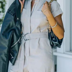 Taupe utility romper size sm